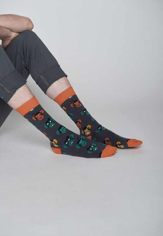 GreenBomb Socken&#x20;Animal&#x20;Chimps&#x20;dark&#x20;grey