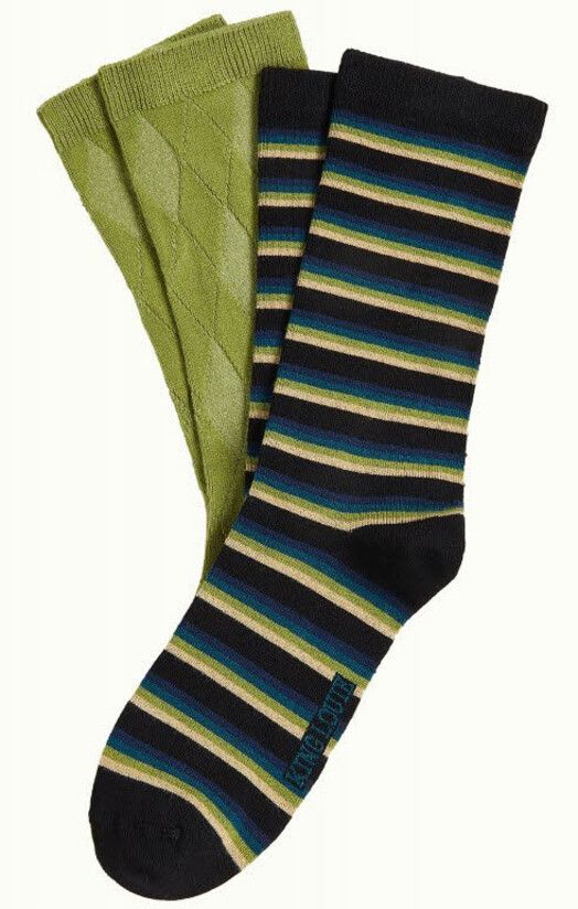 King Louie Socken&#x20;Socks&#x20;2-Pack&#x20;Century&#x20;Stripe&#x20;woodbine&#x20;gre