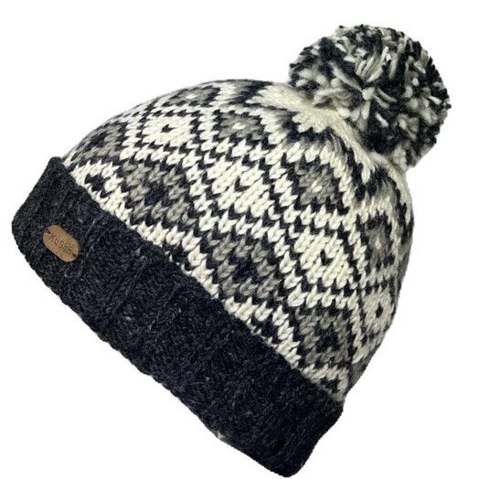 Kusan M&#x00FC;tze&#x20;Bobble&#x20;Hat&#x20;w&#x2F;turn&#x20;up&#x20;black