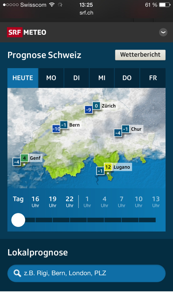 Lokale Wetterprognose Schweiz